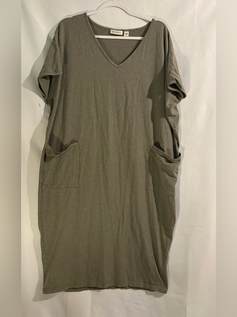 Kate Landry Olive V-Neck Short Sleeve Pocket Tee